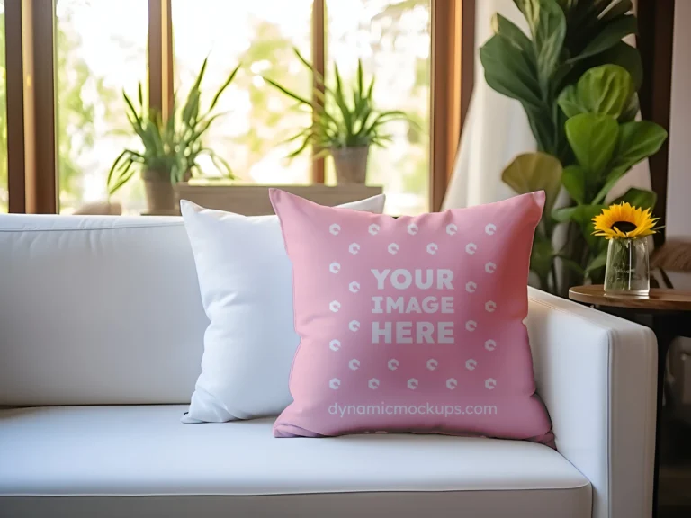 Pink Square Pillow Cover Mockup Template