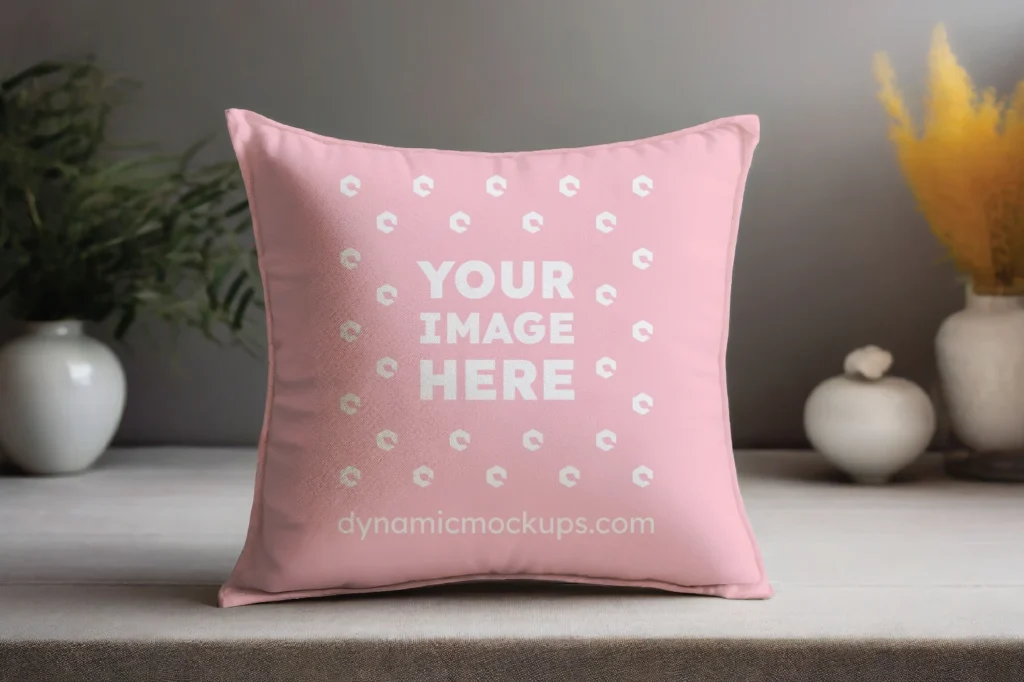 Pink Square Pillow Cover Mockup Template