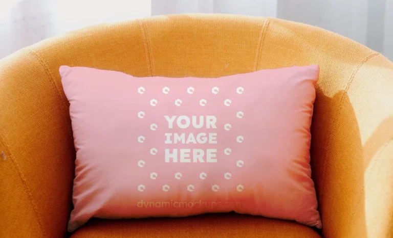 Pink Square Pillow Cover Mockup Template