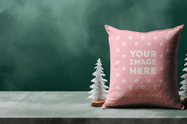 Pink Square Pillow Cover Mockup Template