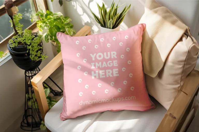 Pink Square Pillow Cover Mockup Template