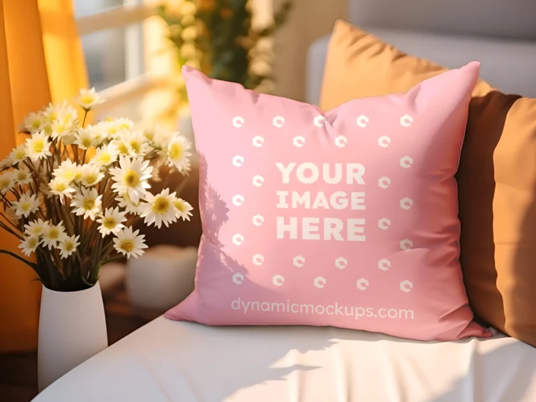 Pink Square Pillow Cover Mockup Template