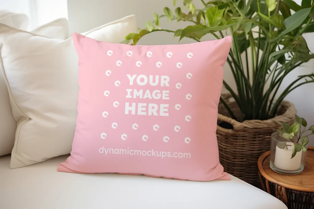 Pink Square Pillow Cover Mockup Template