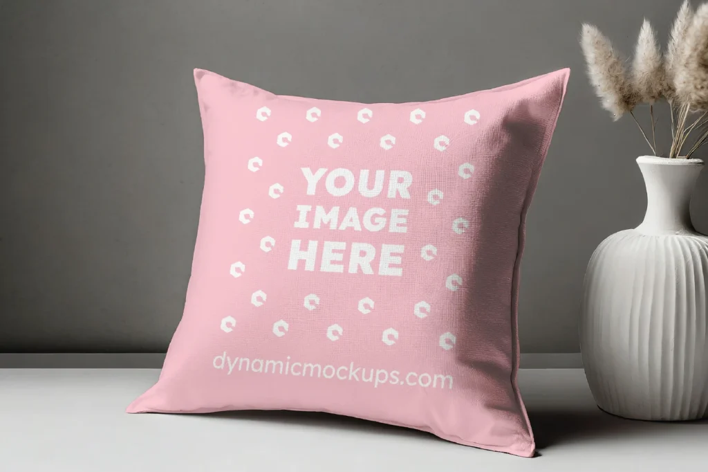 Pink Square Pillow Cover Mockup Template