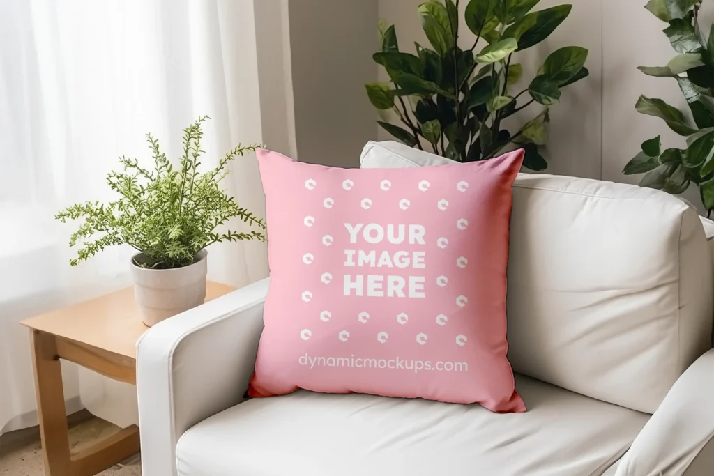 Pink Square Pillow Cover Mockup Template