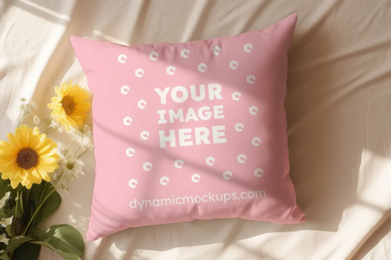 Pink Square Pillow Cover Mockup Template