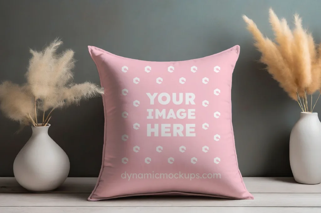 Pink Square Pillow Cover Mockup Template