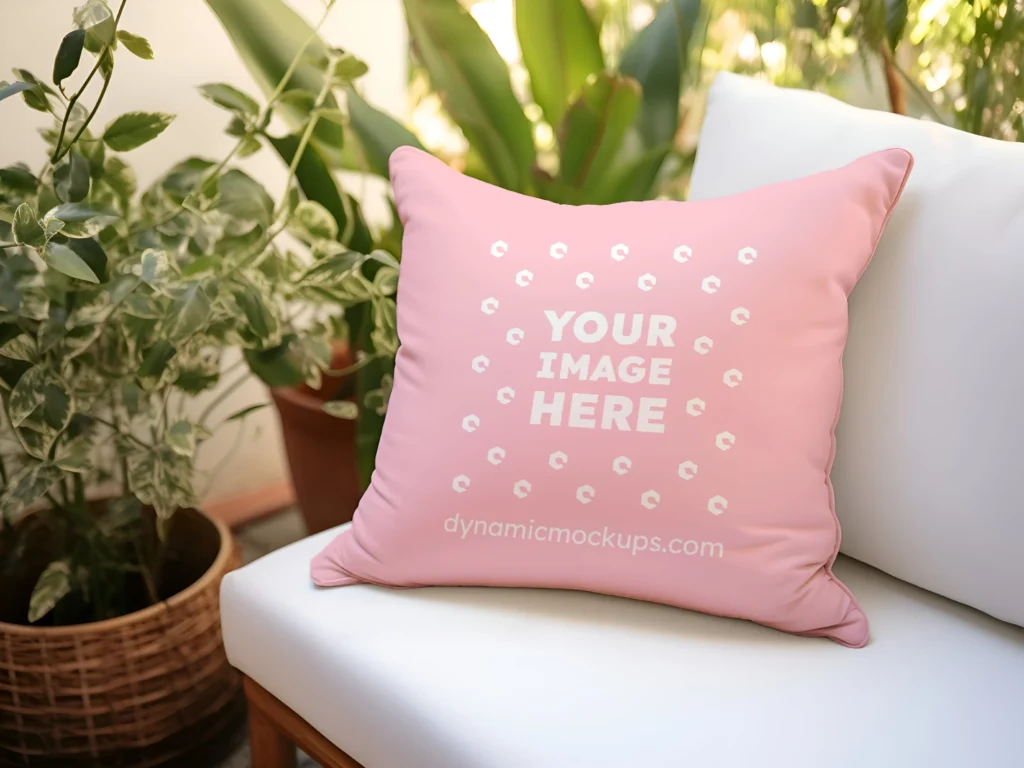 Pink Square Pillow Cover Mockup Template