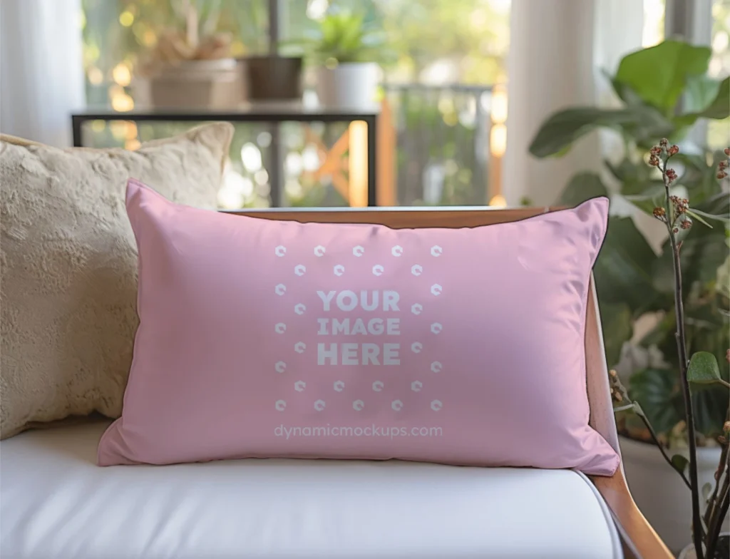 Pink Square Pillow Cover Mockup Template