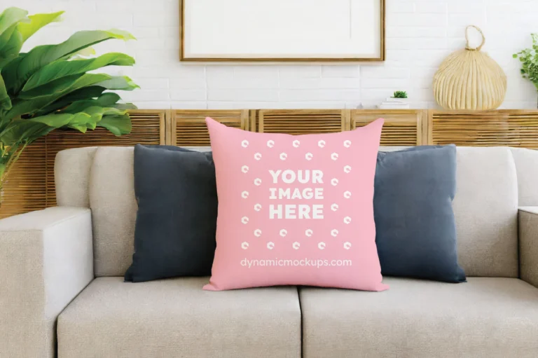 Pink Square Pillow Cover Mockup Template