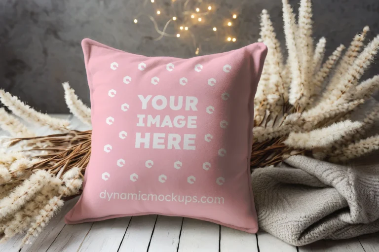 Pink Square Pillow Cover Mockup Template