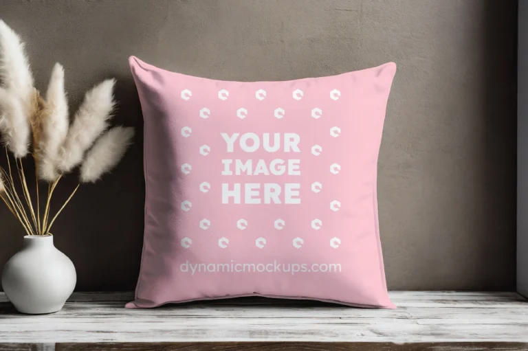 Pink Square Pillow Cover Mockup Template