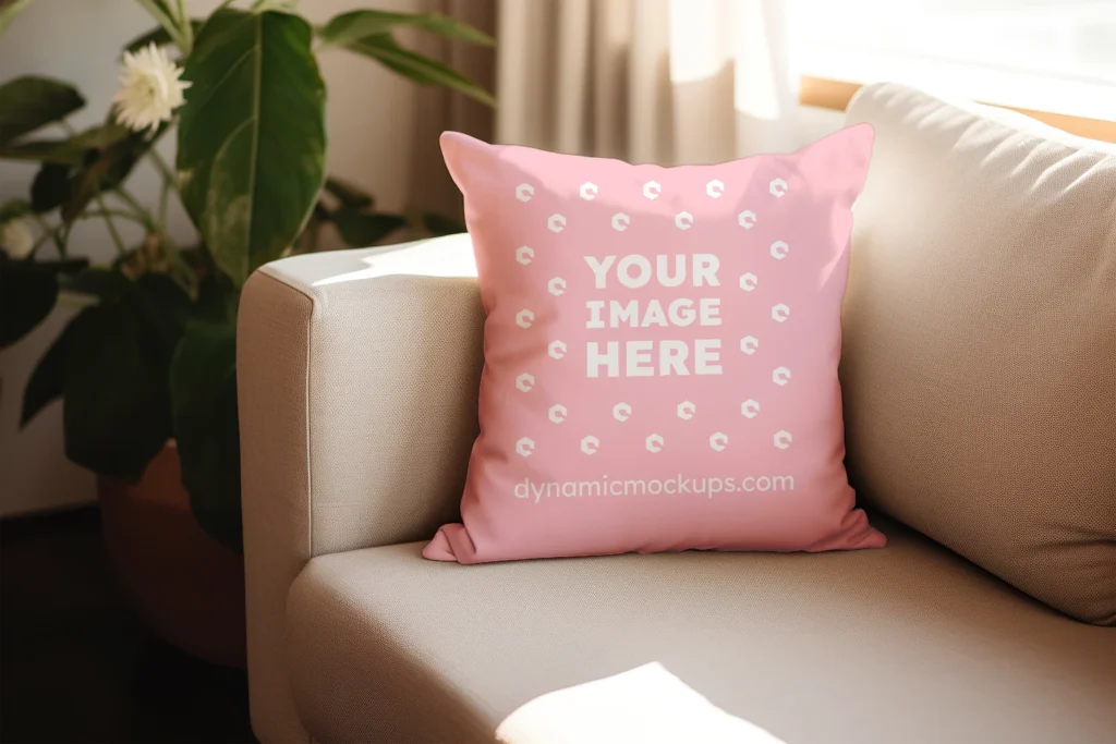 Pink Square Pillow Cover Mockup Template