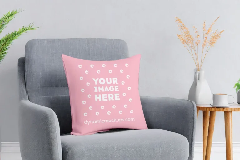 Pink Square Pillow Cover Mockup Template