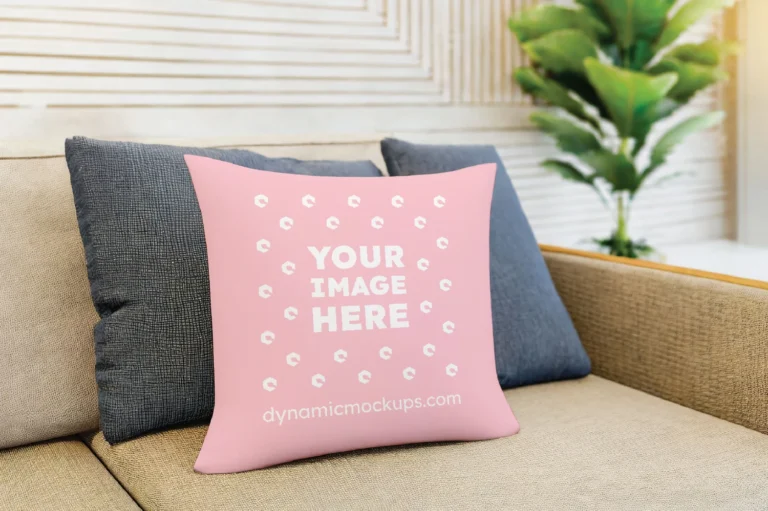 Pink Square Pillow Cover Mockup Template