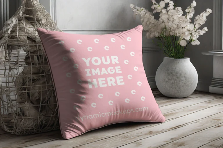 Pink Square Pillow Cover Mockup Template