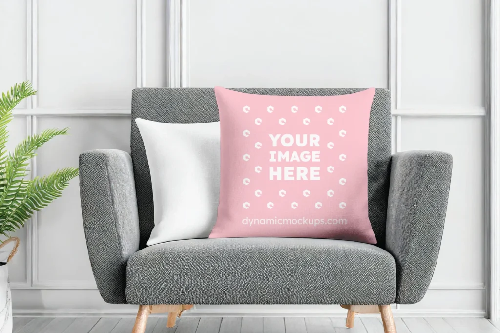 Pink Square Pillow Cover Mockup Template