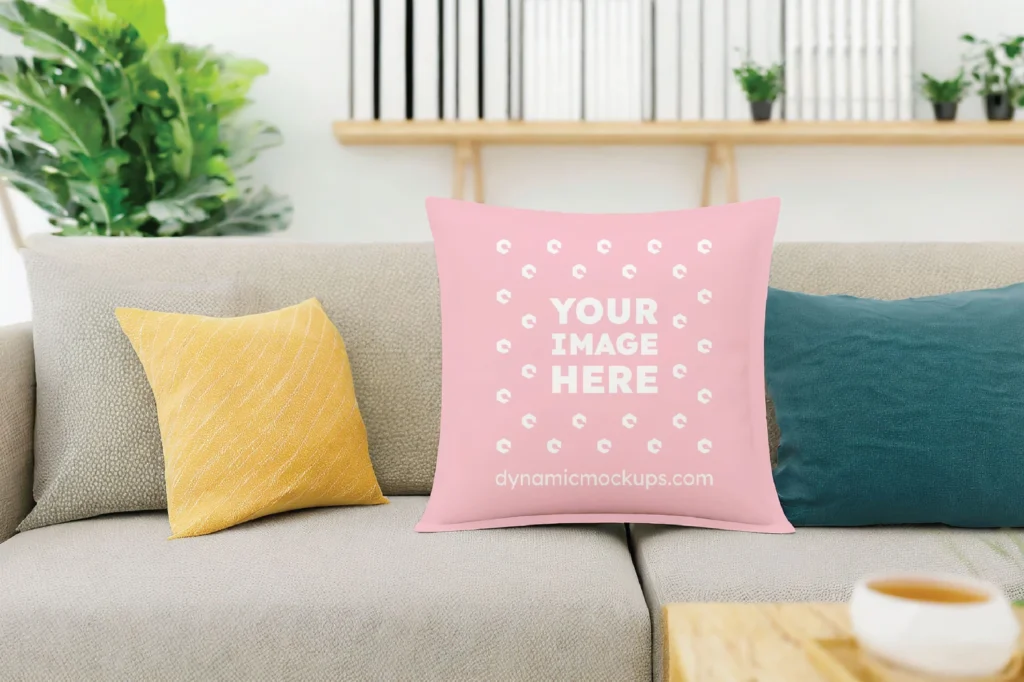 Pink Square Pillow Cover Mockup Template