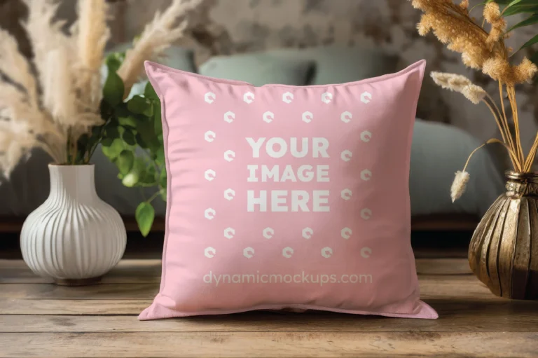 Pink Square Pillow Cover Mockup Template