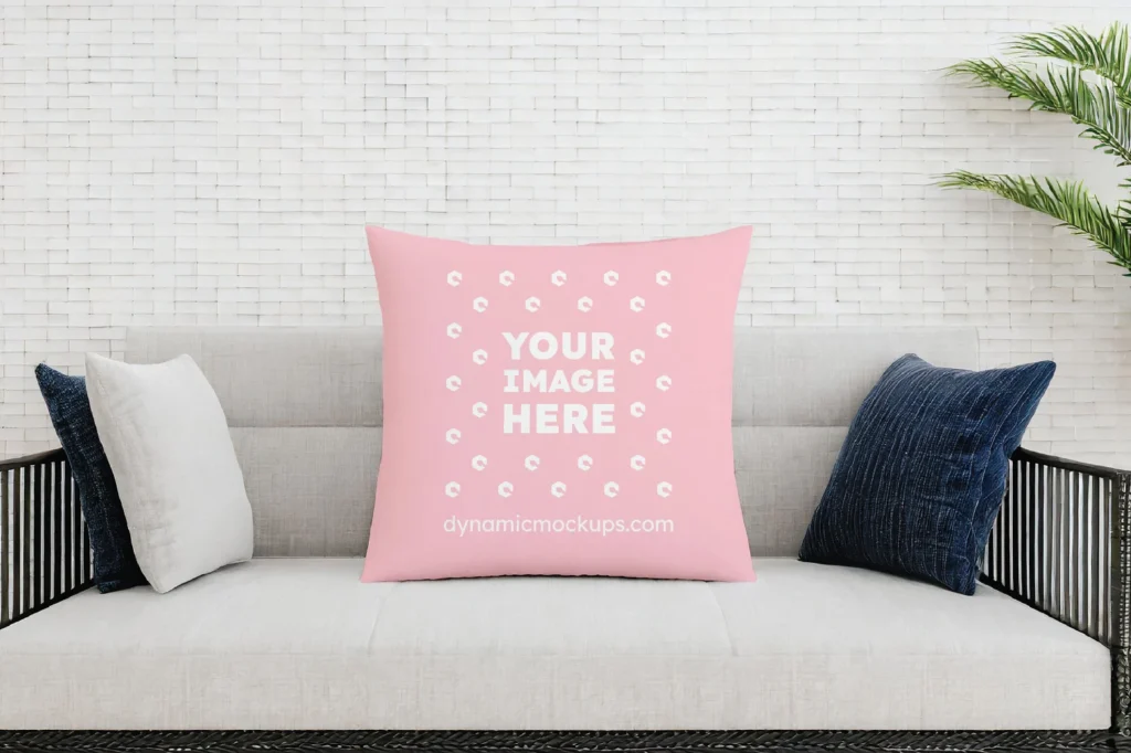 Pink Square Pillow Cover Mockup Template