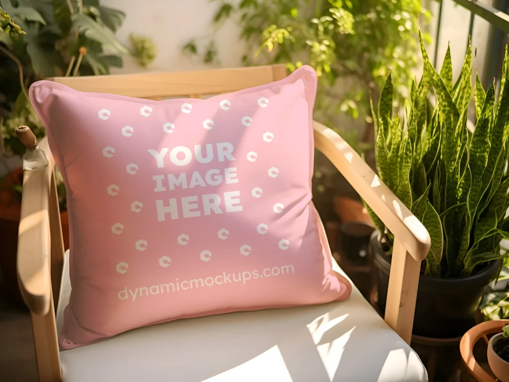 Pink Square Pillow Cover Mockup Template