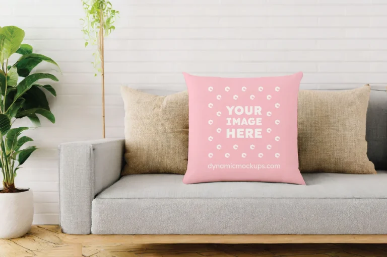 Pink Square Pillow Cover Mockup Template