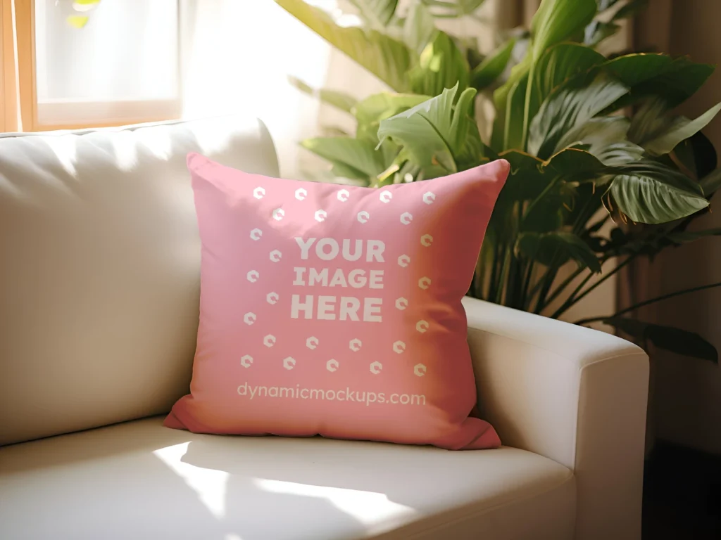 Pink Square Pillow Cover Mockup Template