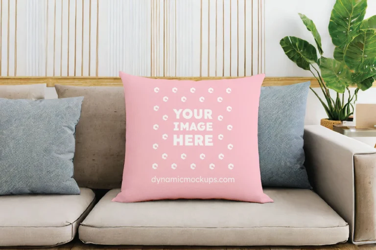 Pink Square Pillow Cover Mockup Template