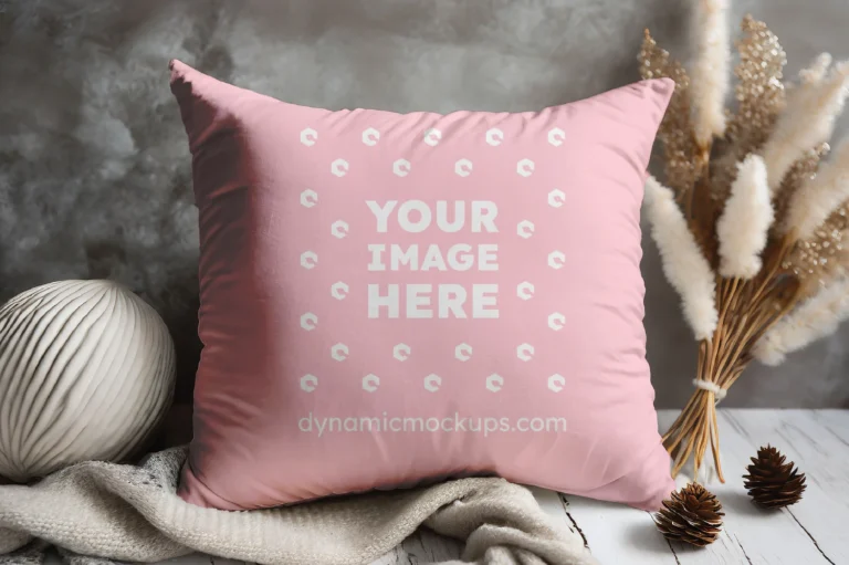 Pink Square Pillow Cover Mockup Template