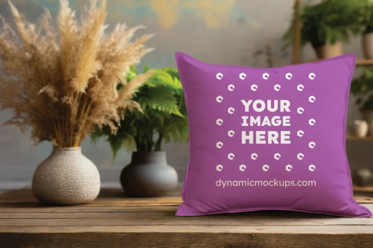 Purple Square Pillow Cover Mockup Template