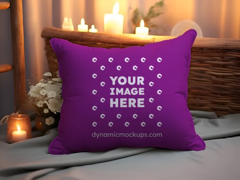 Purple Square Pillow Cover Mockup Template