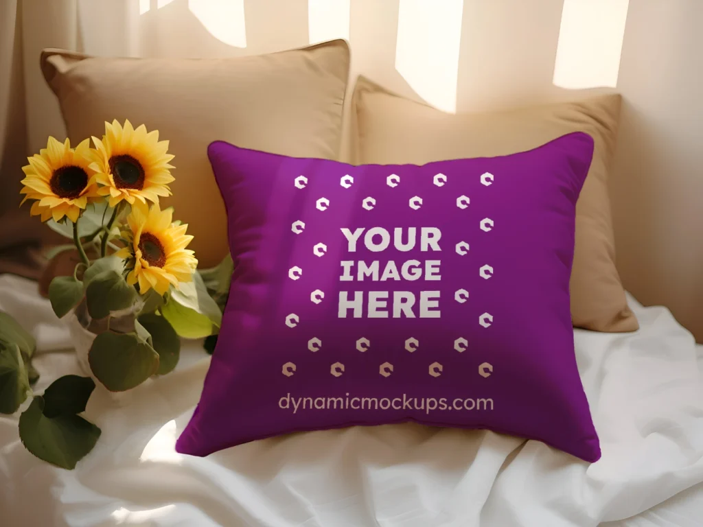 Purple Square Pillow Cover Mockup Template