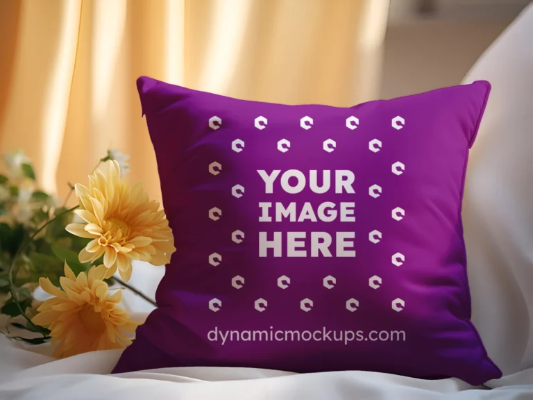 Purple Square Pillow Cover Mockup Template