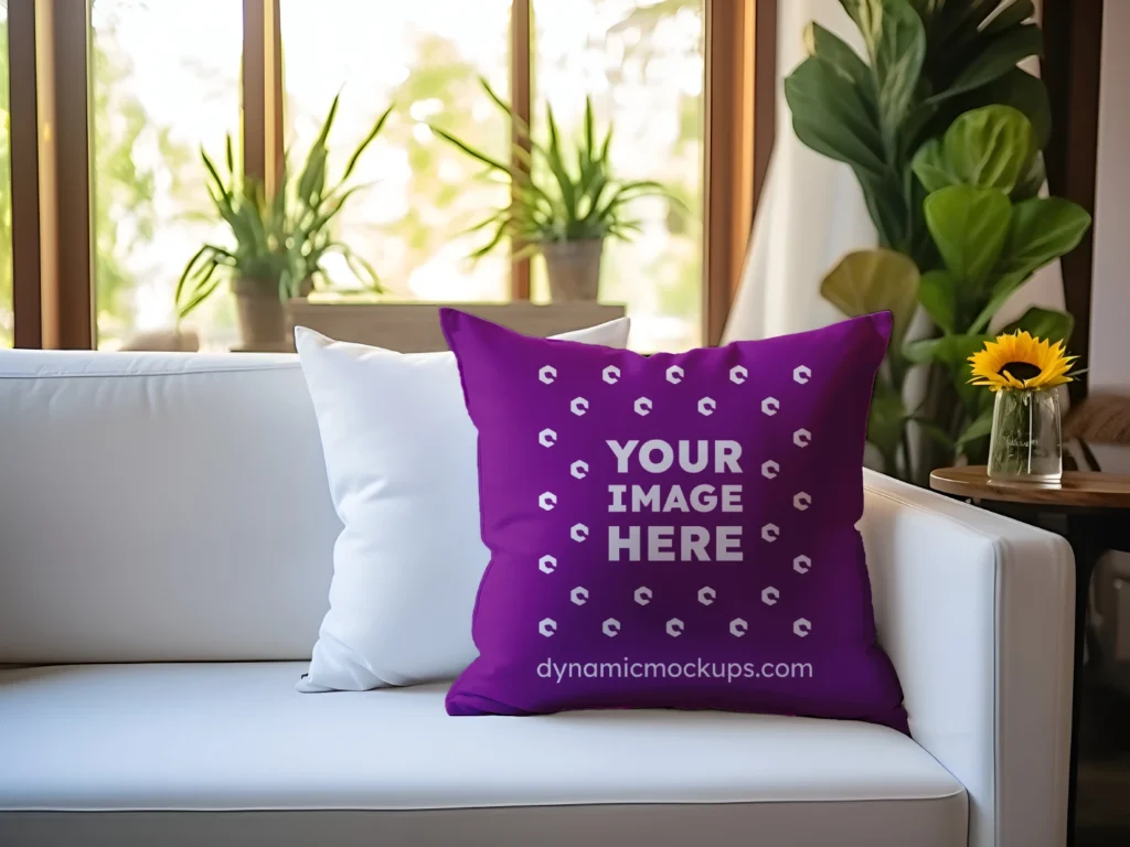 Purple Square Pillow Cover Mockup Template