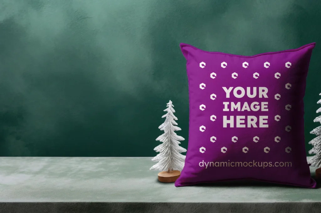 Purple Square Pillow Cover Mockup Template