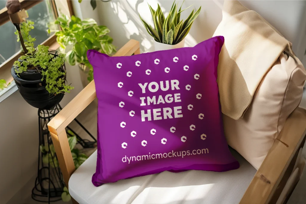 Purple Square Pillow Cover Mockup Template