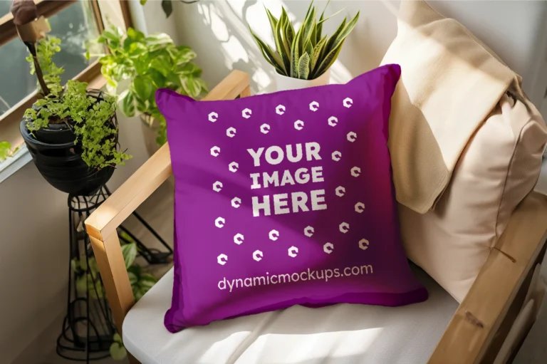 Purple Square Pillow Cover Mockup Template