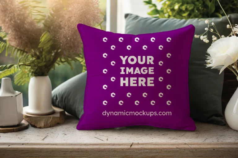 Purple Square Pillow Cover Mockup Template