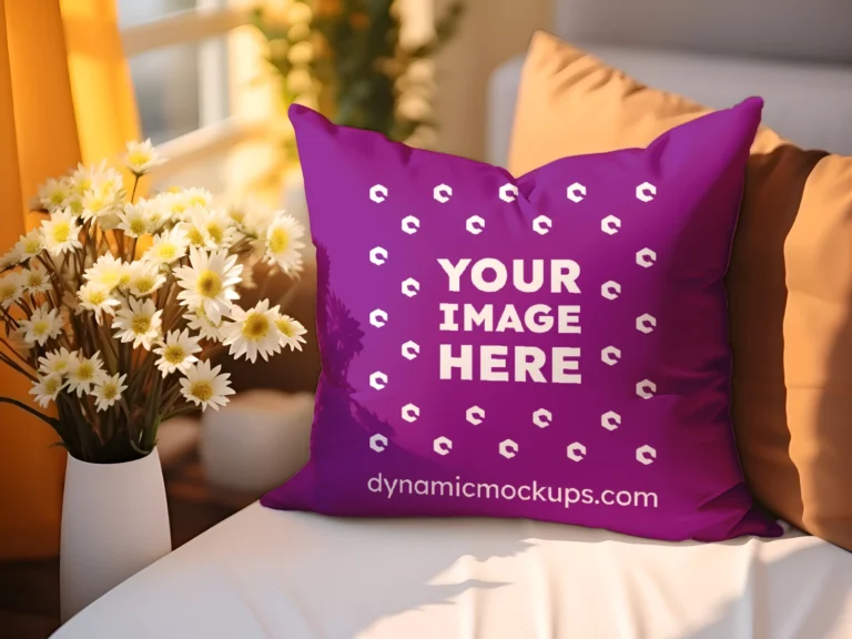 Purple Square Pillow Cover Mockup Template