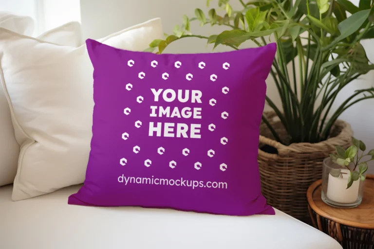 Purple Square Pillow Cover Mockup Template