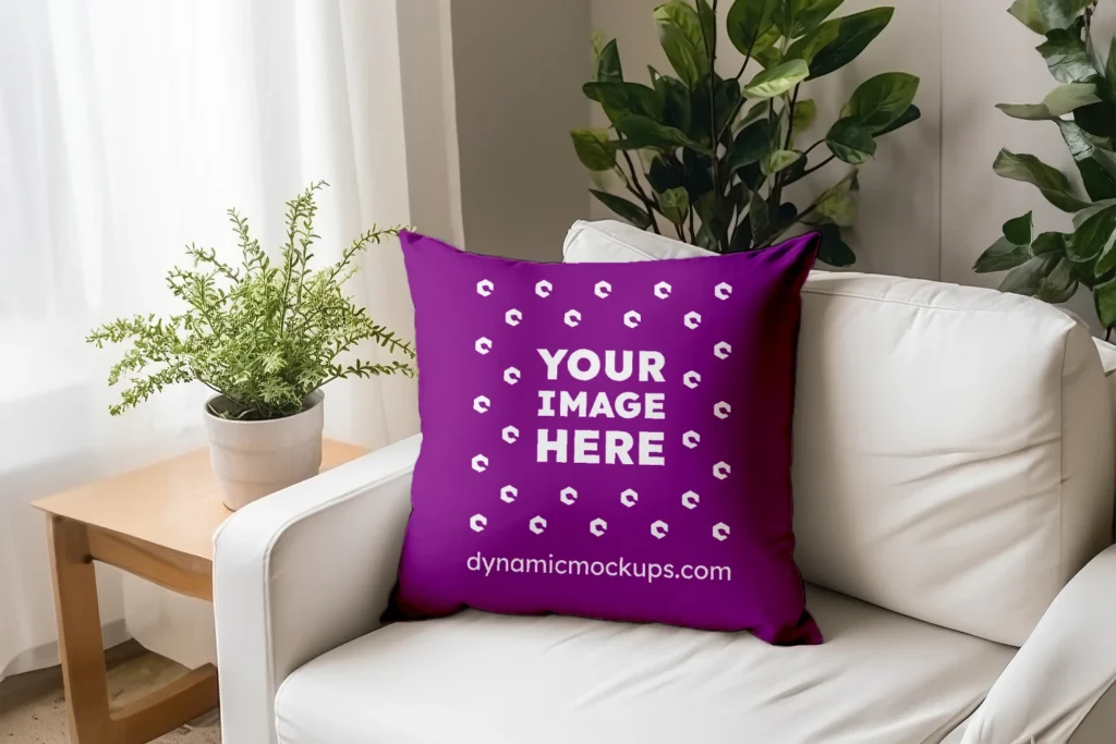 Purple Square Pillow Cover Mockup Template