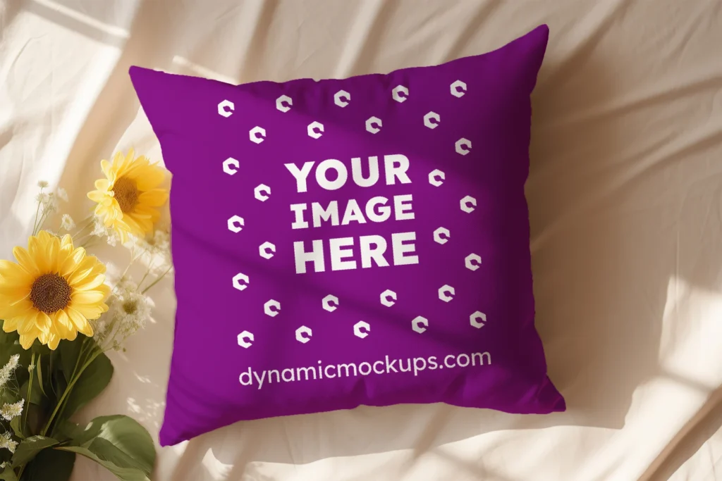 Purple Square Pillow Cover Mockup Template