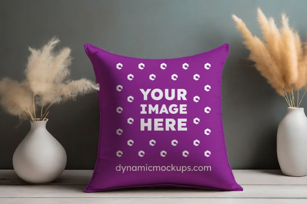 Purple Square Pillow Cover Mockup Template