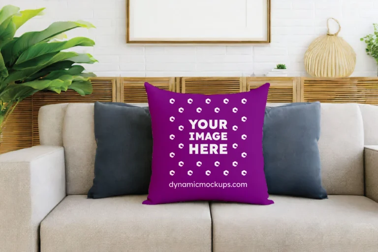 Purple Square Pillow Cover Mockup Template