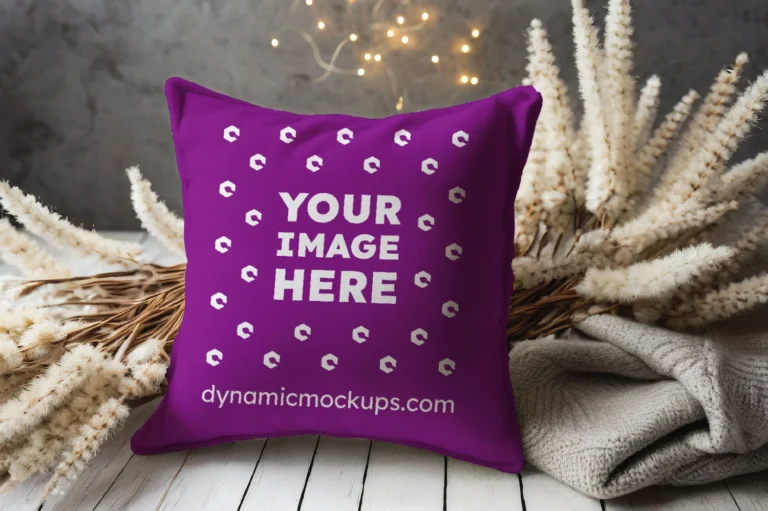 Purple Square Pillow Cover Mockup Template