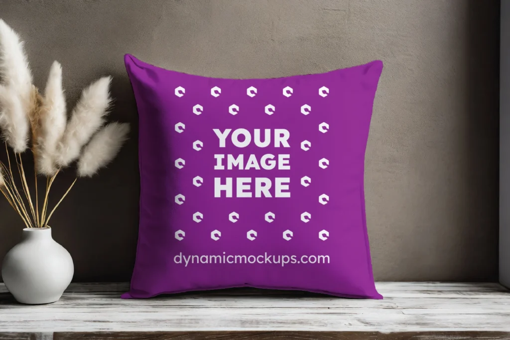 Purple Square Pillow Cover Mockup Template