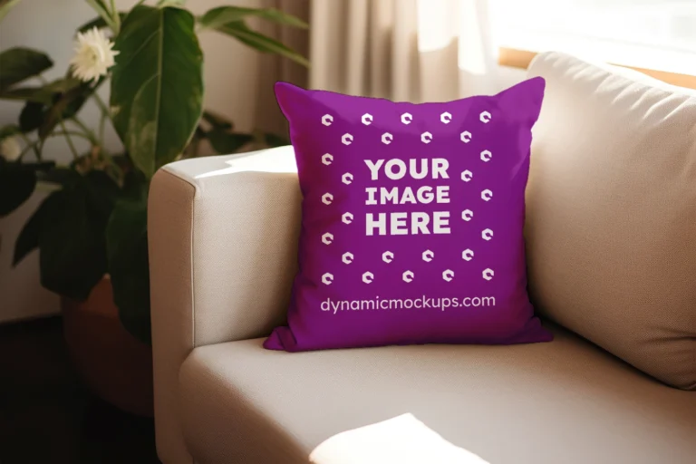 Purple Square Pillow Cover Mockup Template