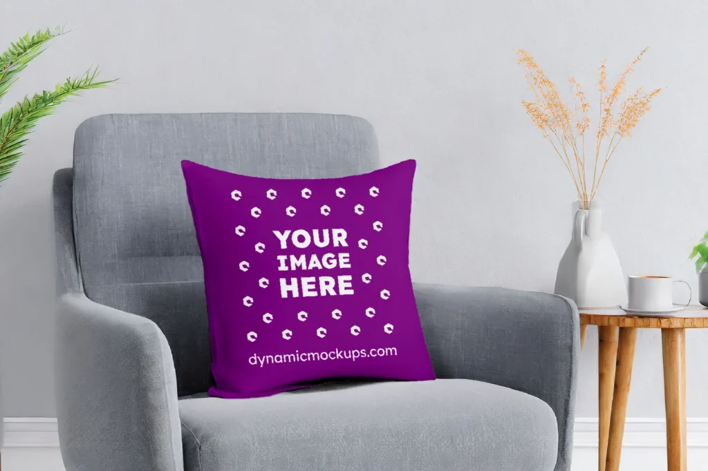 Purple Square Pillow Cover Mockup Template