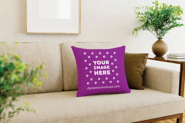 Purple Square Pillow Cover Mockup Template