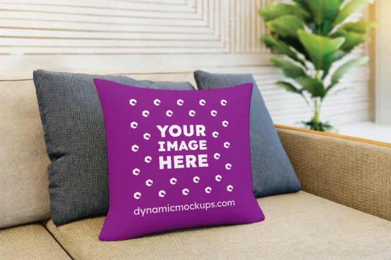 Purple Square Pillow Cover Mockup Template